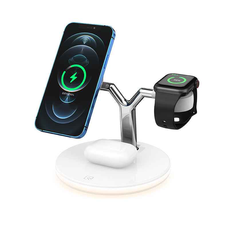 3 in 1 Magnetic Wireless Charger for Apple - 15W Fast Charging Station Compatible with MagSafe Chargers