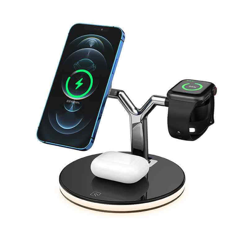 3 in 1 Magnetic Wireless Charger for Apple - 15W Fast Charging Station Compatible with MagSafe Chargers