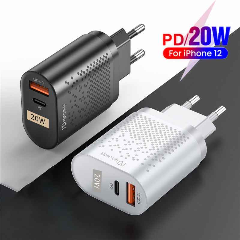 20W Dual Port Fast Charger Compatible with Apple and Android Phones