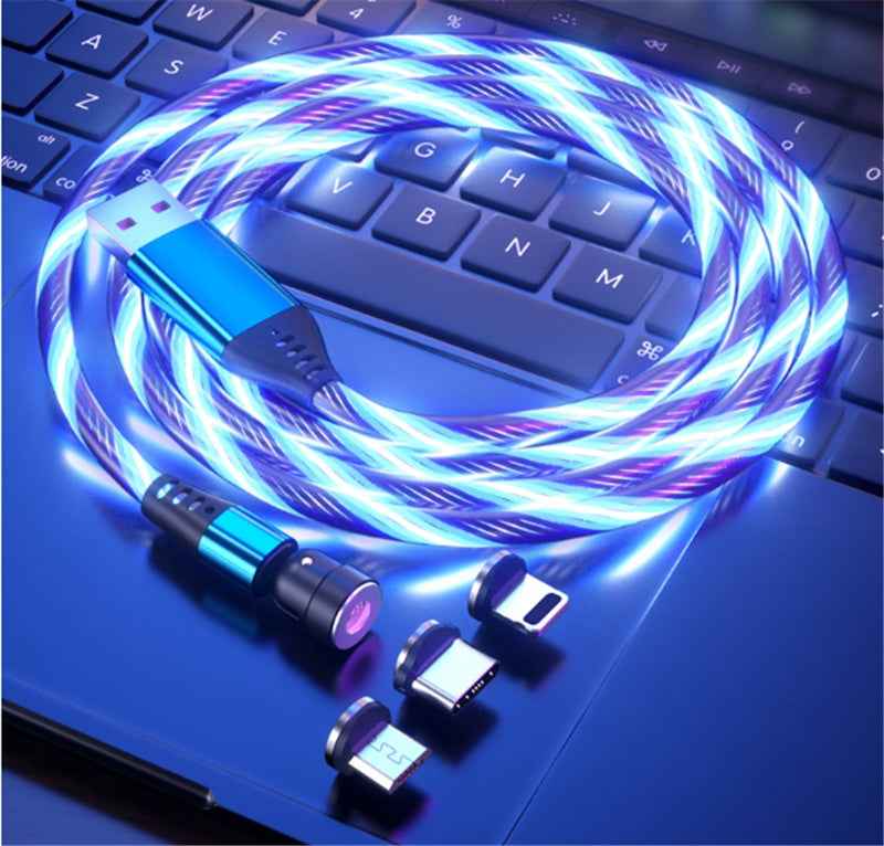 Luminous Magnetic Charging Cable with Fast Charger 2025 – The Brightest Lifesaver in My Digital Life 540 Rotate Luminous Magnetic Charging Cable 3A Fast Charge for Mobile Phones, LED Micro USB Type C, iPhone Cable