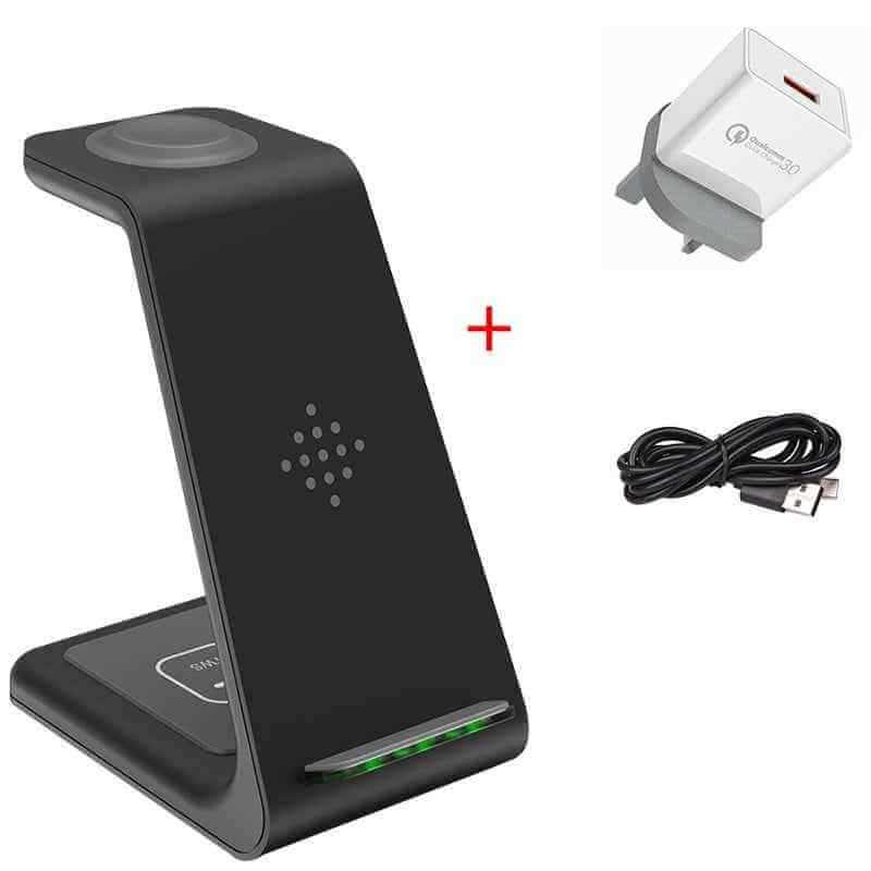 3 in 1 Wireless Charger Stand with Car Portable Charger Fast Charging Station Dock for Phones