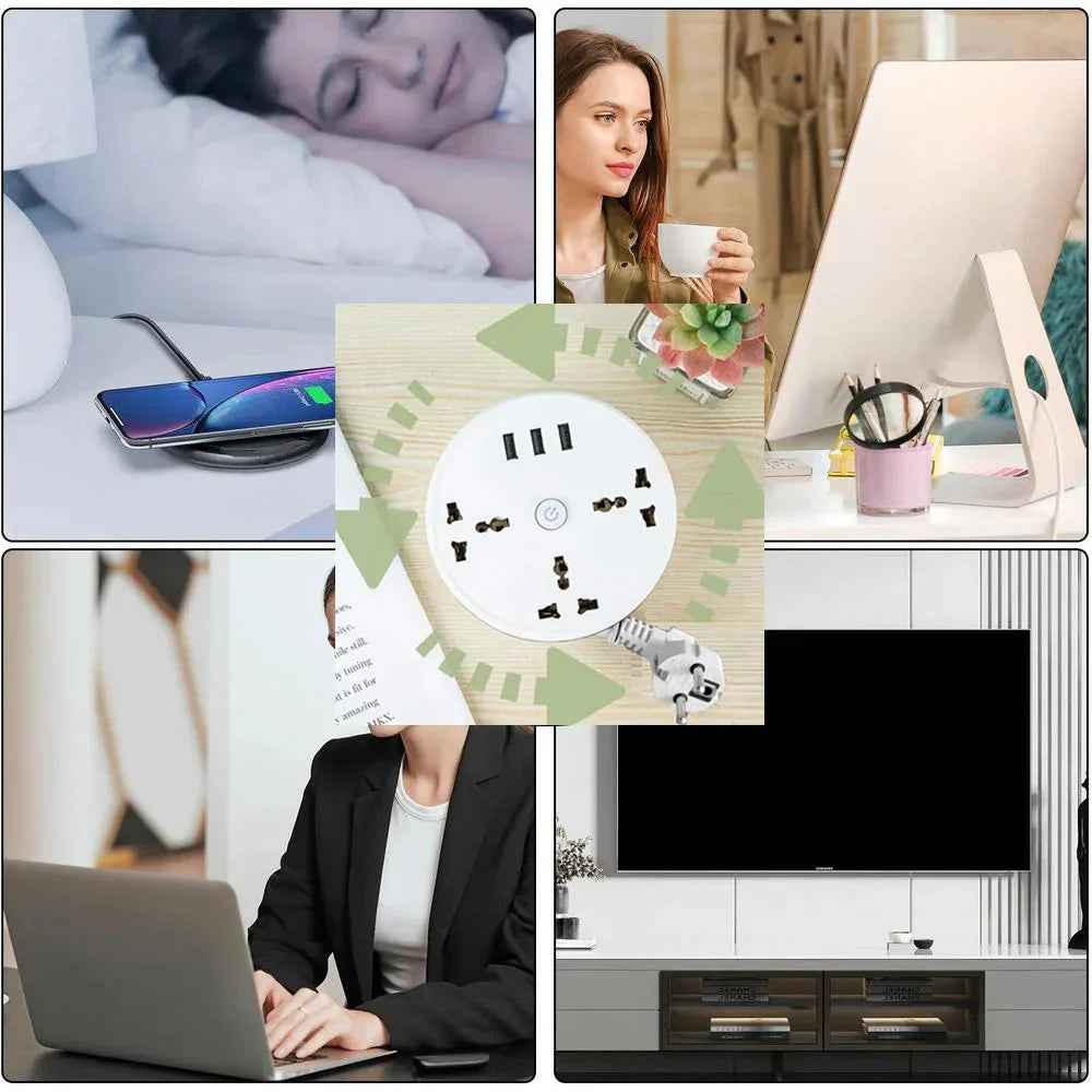EU Plug Smart Power Strip – Multipurpose AC Outlet with USB Ports & Fast Charging