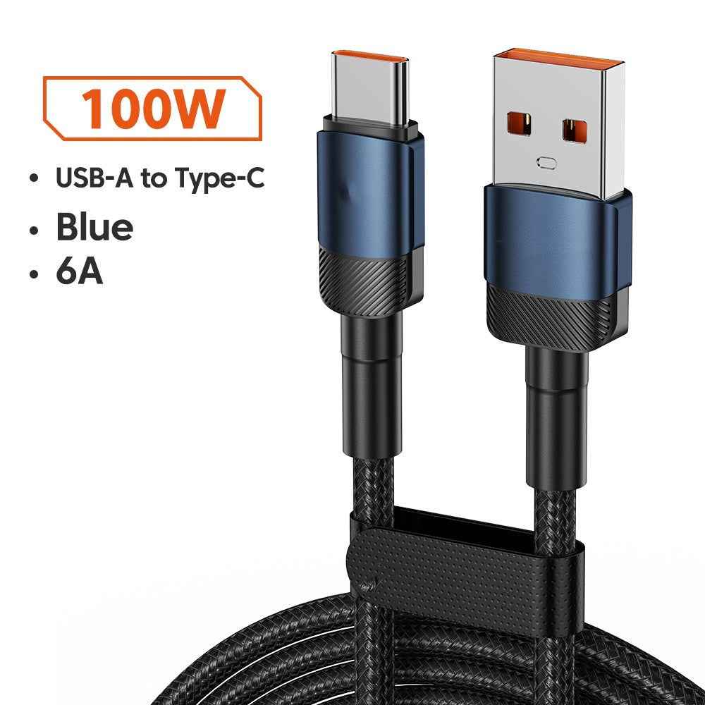 Aluminum Alloy Quick Charge Cable PD100W USB Charging Data Cable