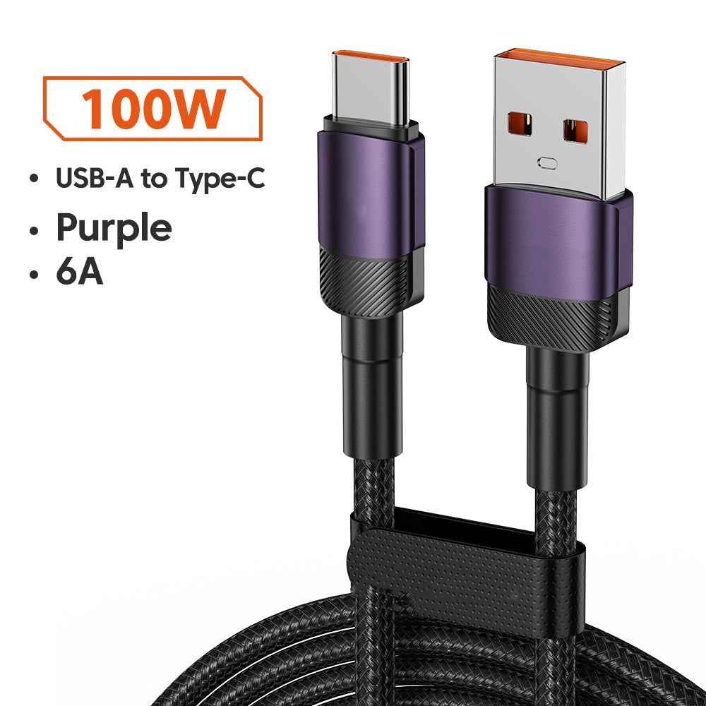 Aluminum Alloy Quick Charge Cable PD100W USB Charging Data Cable