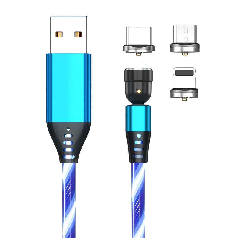 Luminous Magnetic Charging Cable with Fast Charger 2025 – The Brightest Lifesaver in My Digital Life 540 Rotate Luminous Magnetic Charging Cable 3A Fast Charge for Mobile Phones, LED Micro USB Type C, iPhone Cable