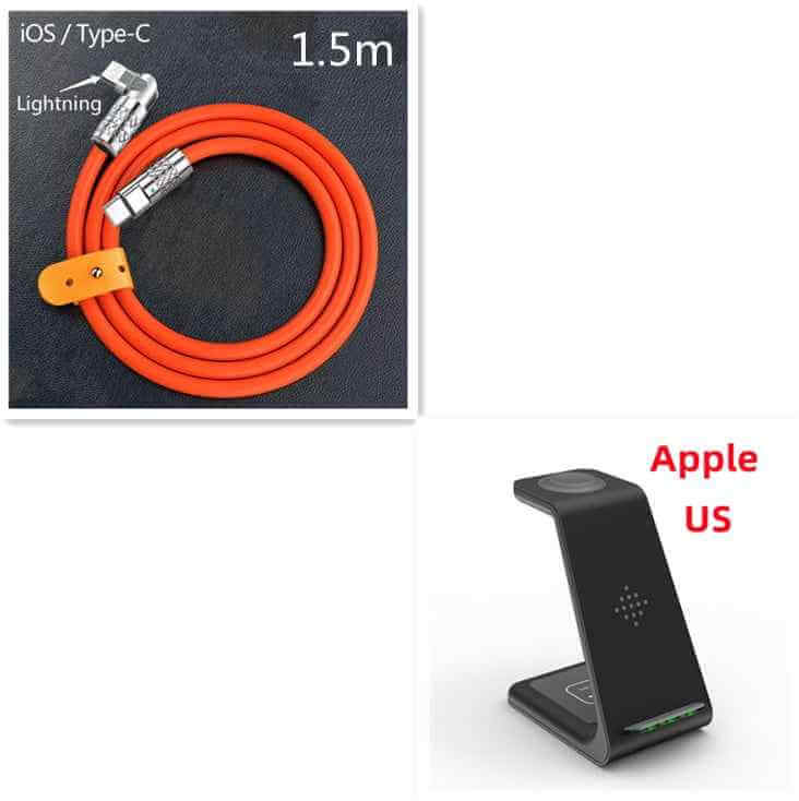 3 in 1 Wireless Charger Stand with Car Portable Charger Fast Charging Station Dock for Phones