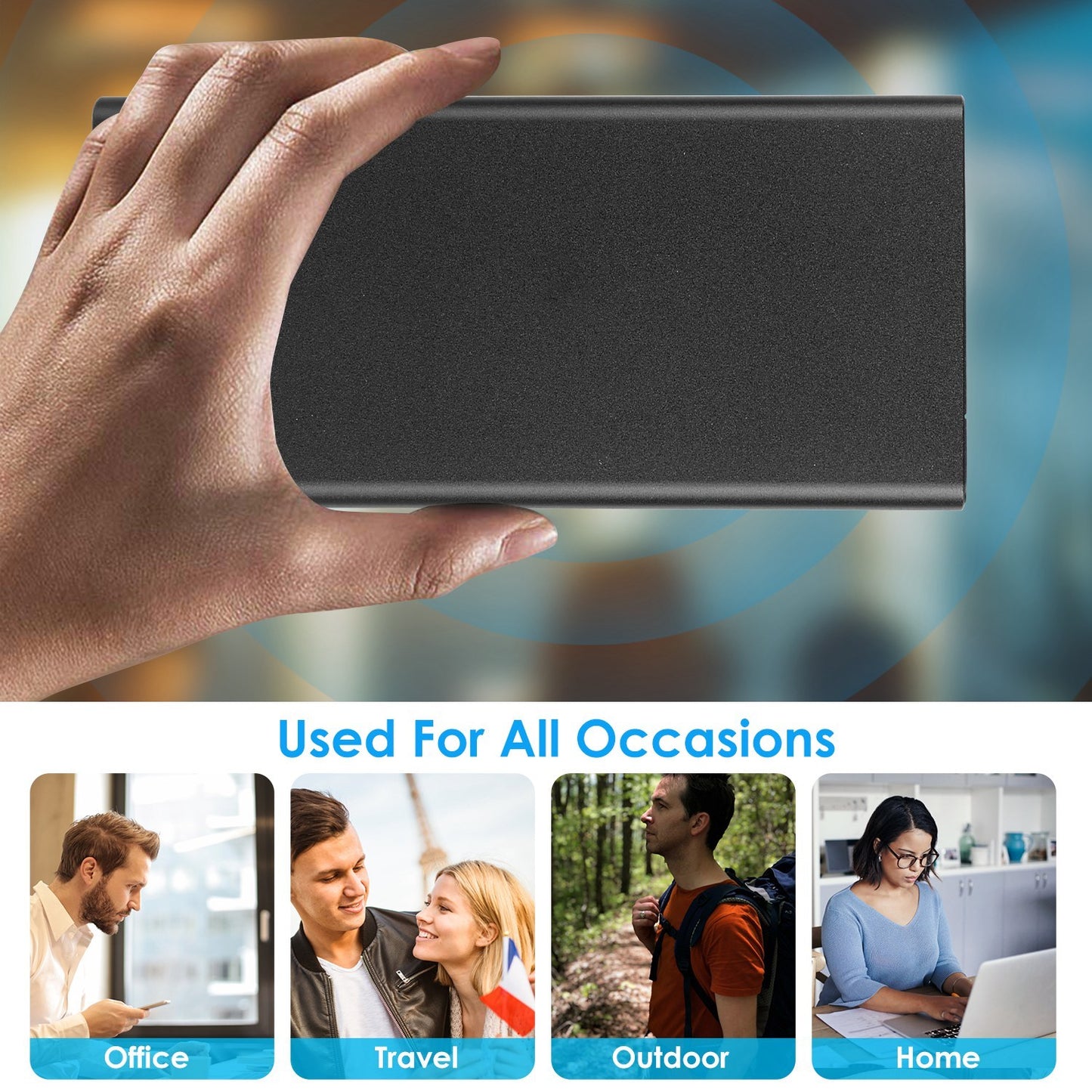 Portable 20000mAh Power Bank with Dual USB Output and Type C Micro USB Input