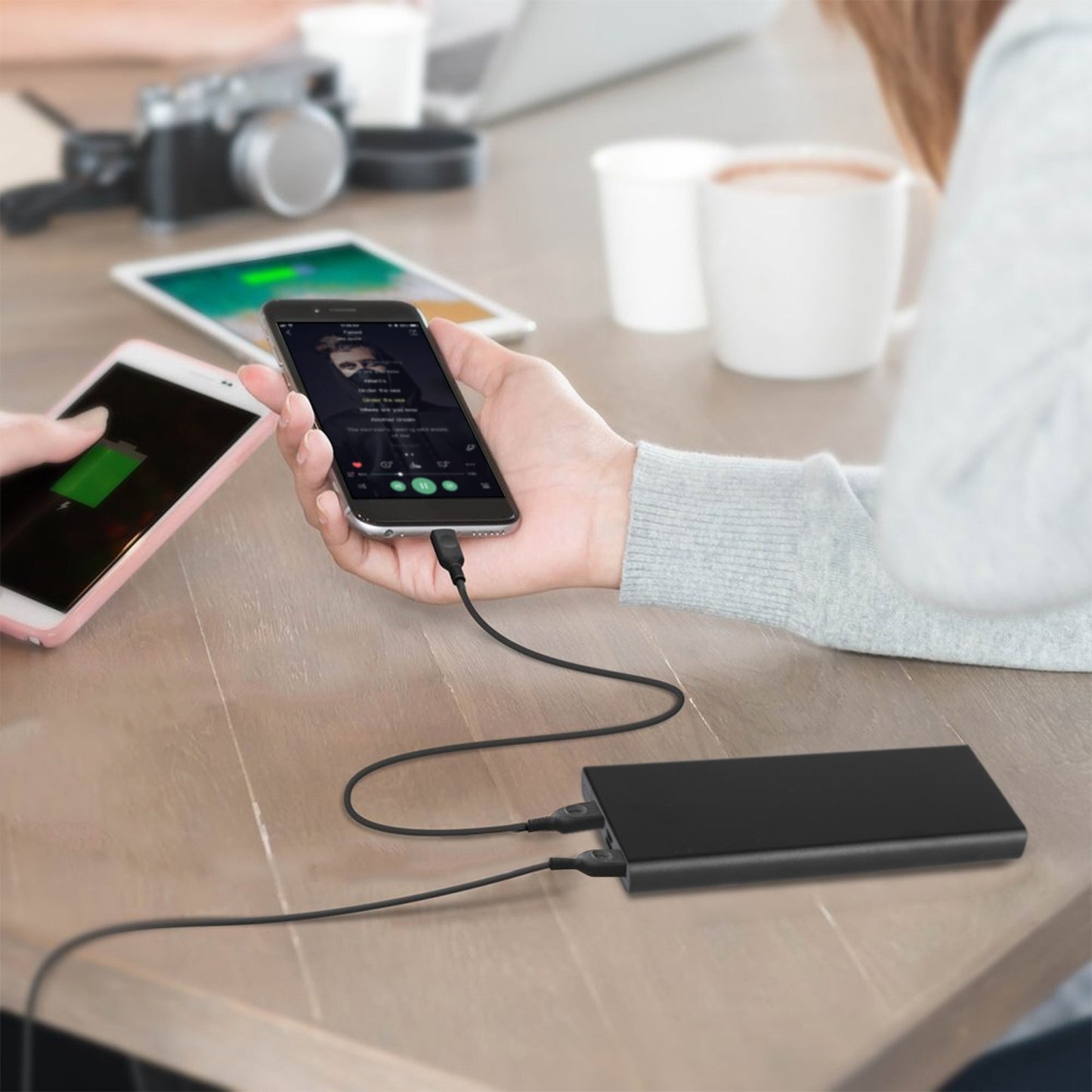 Portable 20000mAh Power Bank with Dual USB Output and Type C Micro USB Input