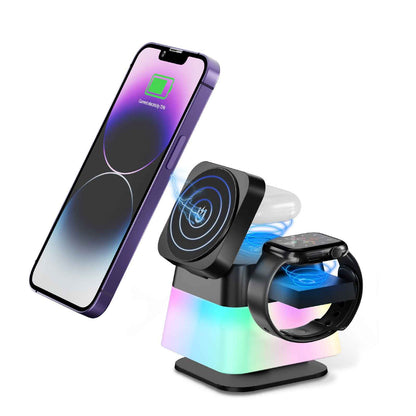 ⚡ Rotatable Wireless Charger Stand andBattery Charger for Xbox One Controller with Colorful Lighting for iPhone 15 14 13 12 Pro Max 8 7 - Magnetic Fast Charging Station