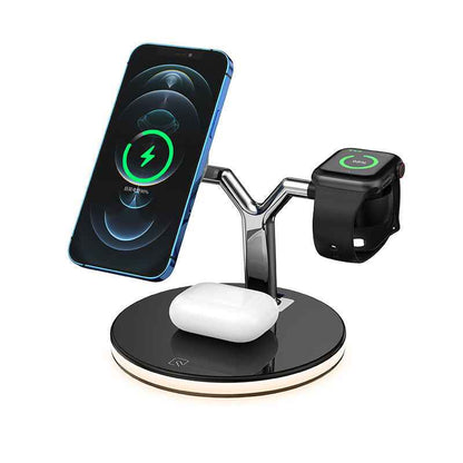 3 in 1 Magnetic Wireless Charger for Apple - 15W Fast Charging Station Compatible with MagSafe Chargers