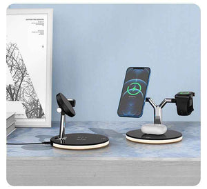 3 in 1 Magnetic Wireless Charger for Apple - 15W Fast Charging Station Compatible with MagSafe Chargers