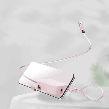 4 in 1 Retractable USB Cable with Phone Stand and Storage Box for iPhone, Type C, Micro Charging and Data Line
