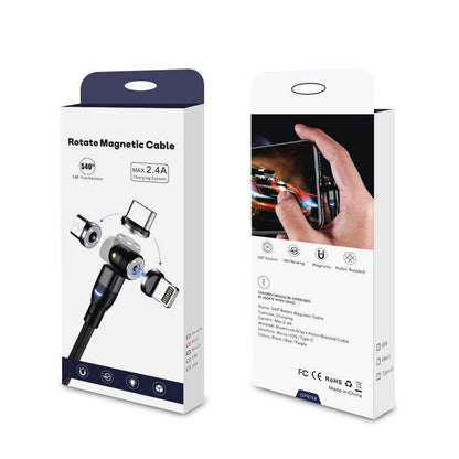 Magnetic Cable Powered by Charger QB - 540 Degree Blind Suction Round Magnetic Data Cable