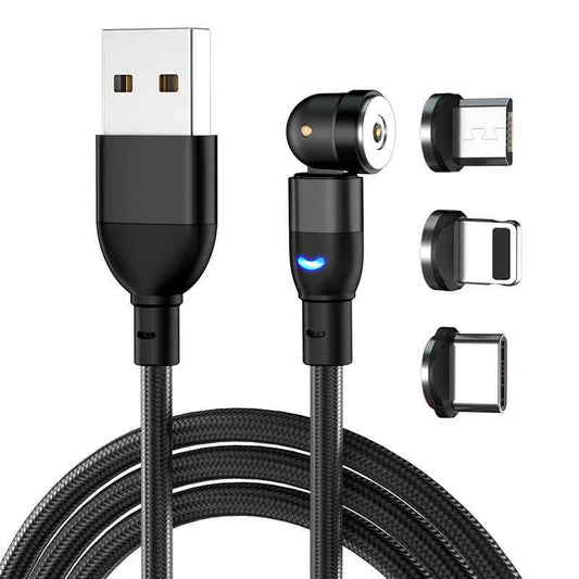 Magnetic Cable Powered by Charger QB - 540 Degree Blind Suction Round Magnetic Data Cable