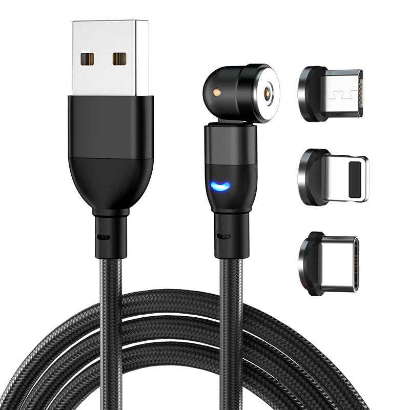 Magnetic Cable Powered by Charger QB - 540 Degree Blind Suction Round Magnetic Data Cable