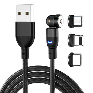 Magnetic Cable Powered by Charger QB - 540 Degree Blind Suction Round Magnetic Data Cable