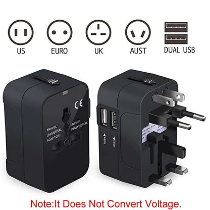 Travel Adapter, Worldwide All In One Universal Travel Adapter Wall Charger AC Power Plug Adapter Wi