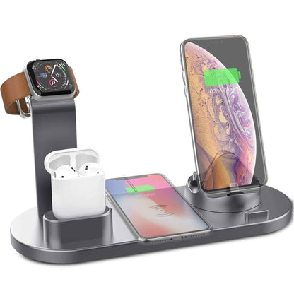 4-in-1 Wireless Charger Dock 9V Battery Charging Speed for Apple Watch Series 8 7, iPhone 15 14 13 12 Pro, AirPods Pro 3 2