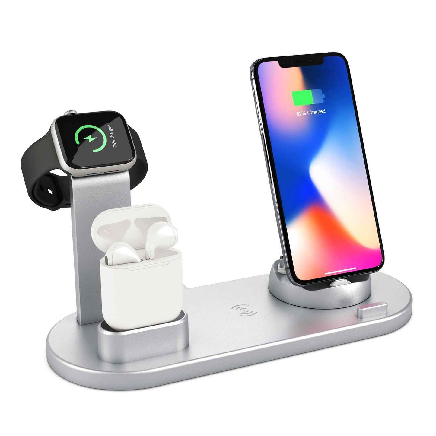 4-in-1 Wireless Charger Dock 9V Battery Charging Speed for Apple Watch Series 8 7, iPhone 15 14 13 12 Pro, AirPods Pro 3 2