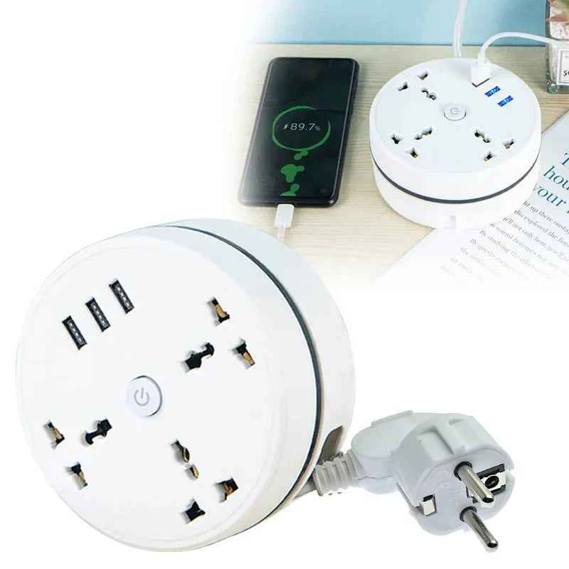 EU Plug Smart Power Strip – Multipurpose AC Outlet with USB Ports & Fast Charging