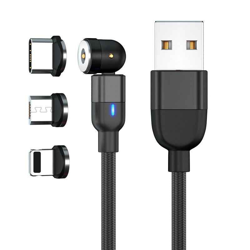 Magnetic Cable Powered by Charger QB - 540 Degree Blind Suction Round Magnetic Data Cable