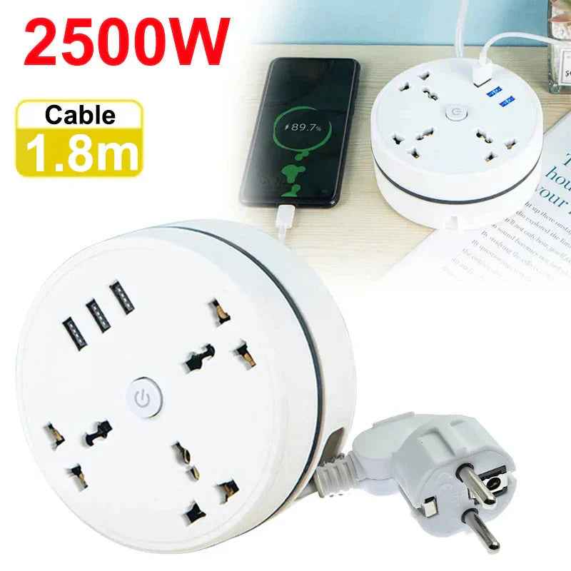 EU Plug Smart Power Strip – Multipurpose AC Outlet with USB Ports & Fast Charging