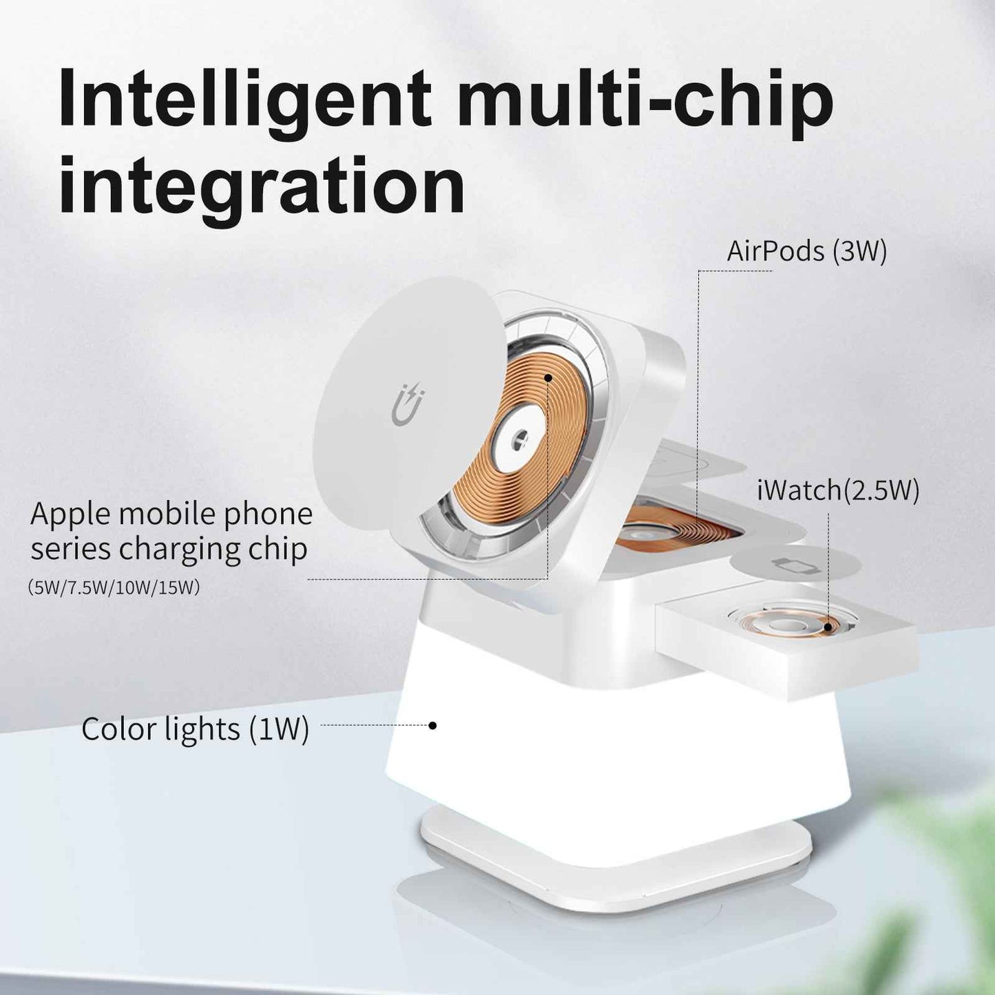 ⚡ Rotatable Wireless Charger Stand andBattery Charger for Xbox One Controller with Colorful Lighting for iPhone 15 14 13 12 Pro Max 8 7 - Magnetic Fast Charging Station