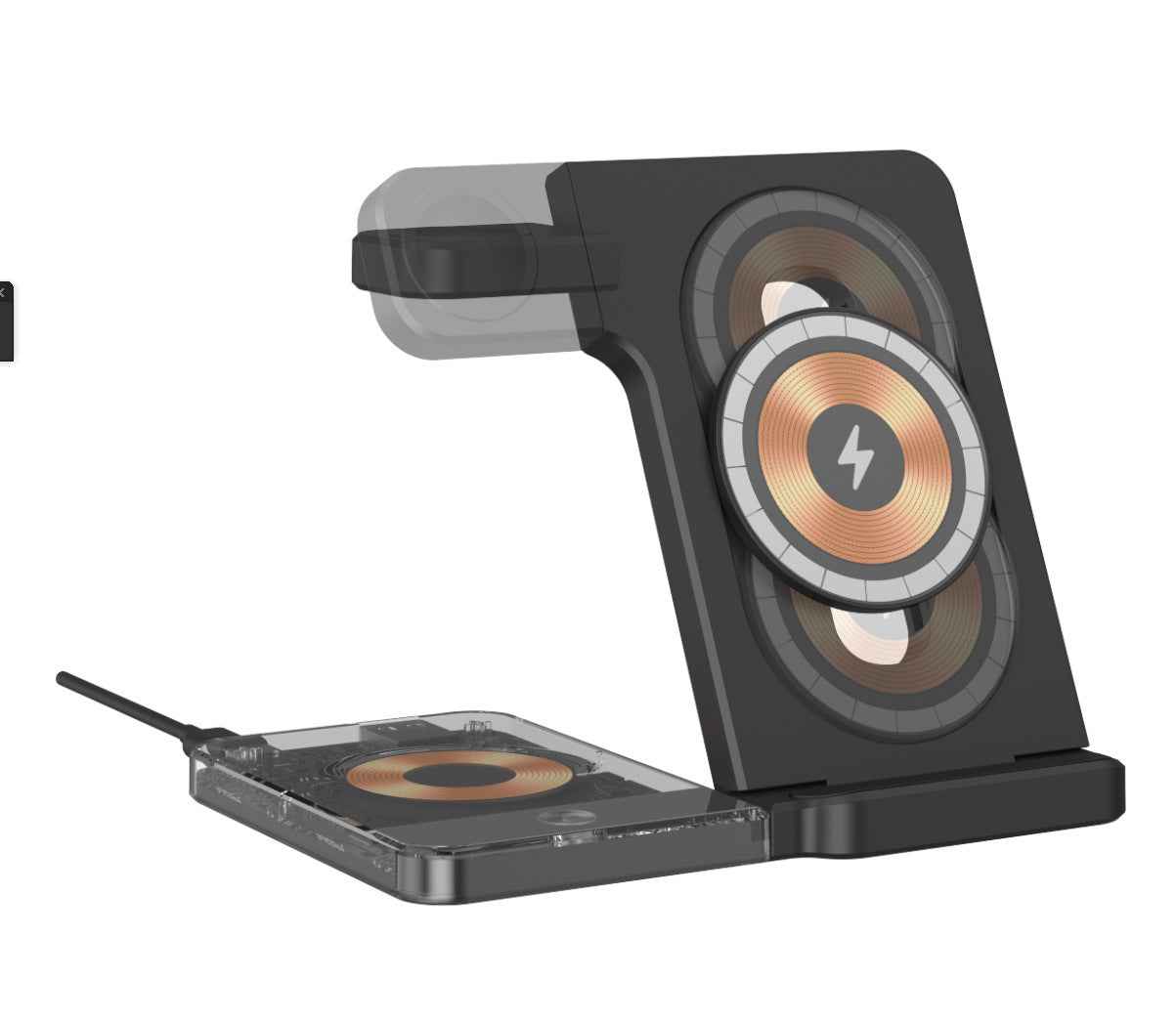 Desktop Wireless Charging Stand - Magnetic Three-in-One Foldable Charger