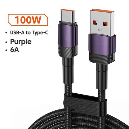 Aluminum Alloy Quick Charge Cable PD100W USB Charging Data Cable