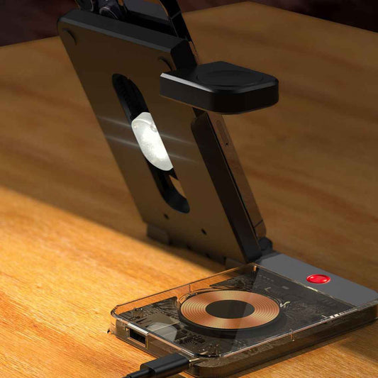 Desktop Wireless Charging Stand - Magnetic Three-in-One Foldable Charger